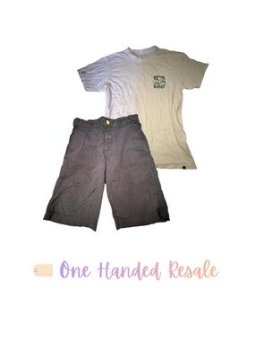 🌊 Rip Curl White Graphic Tee Shaun White Gray Shorts Outfit Set M